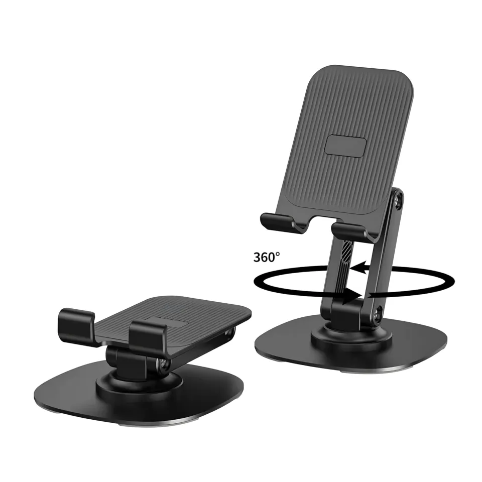 Desktop Phone Stand (Adjustable Angle & Height, 360 Degree Rotating)